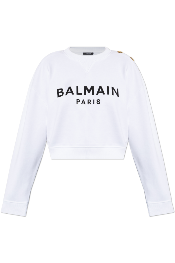 Cropped sweatshirt with printed logo od Balmain