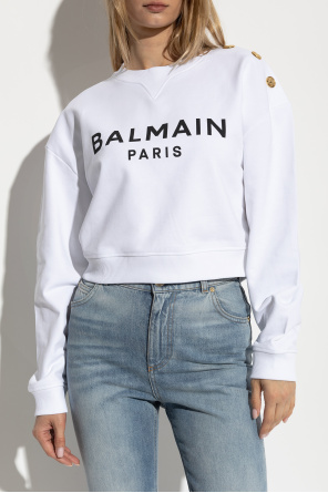 Balmain Cropped sweatshirt with printed logo