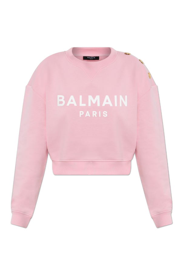 Cropped sweatshirt with printed logo od Balmain