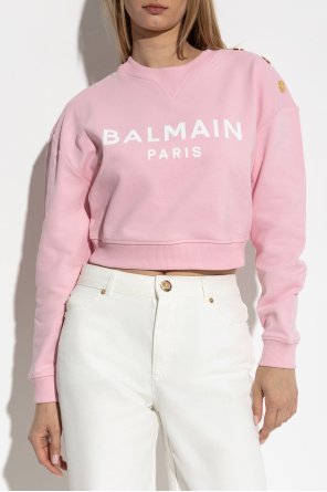 Balmain Cropped sweatshirt with printed logo