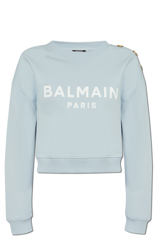 Cropped sweatshirt with printed logo, zdjęcie 1 Cropped sweatshirt with printed logo od Balmain