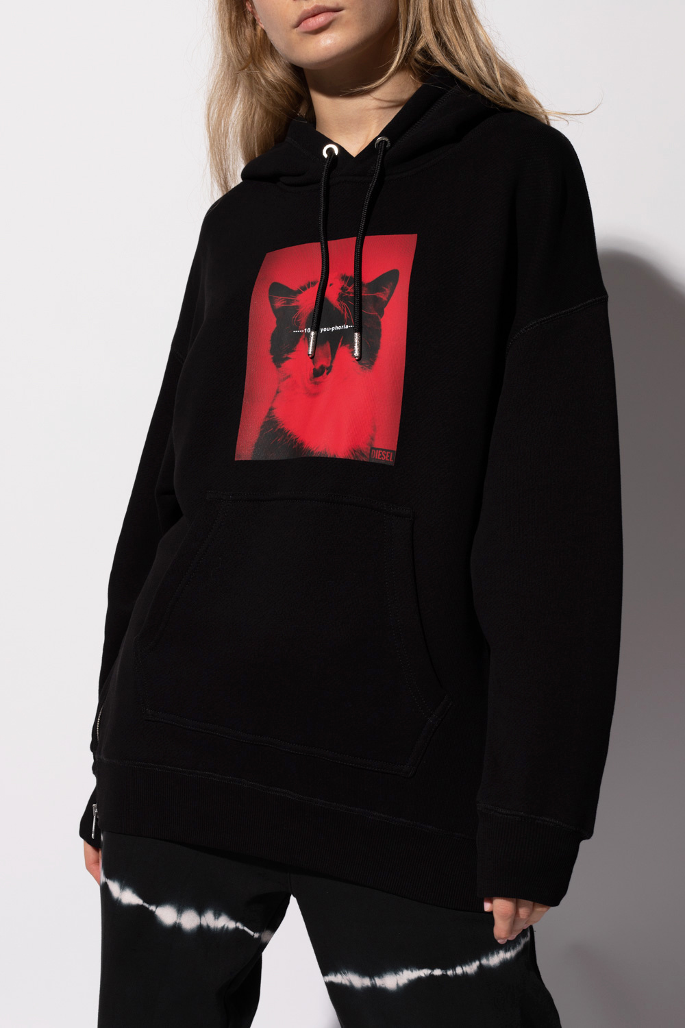 red and black diesel hoodie