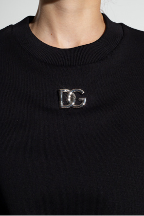 Dolce & Gabbana Dolce & Gabbana ruffle-detail logo-embroidered T-shirt