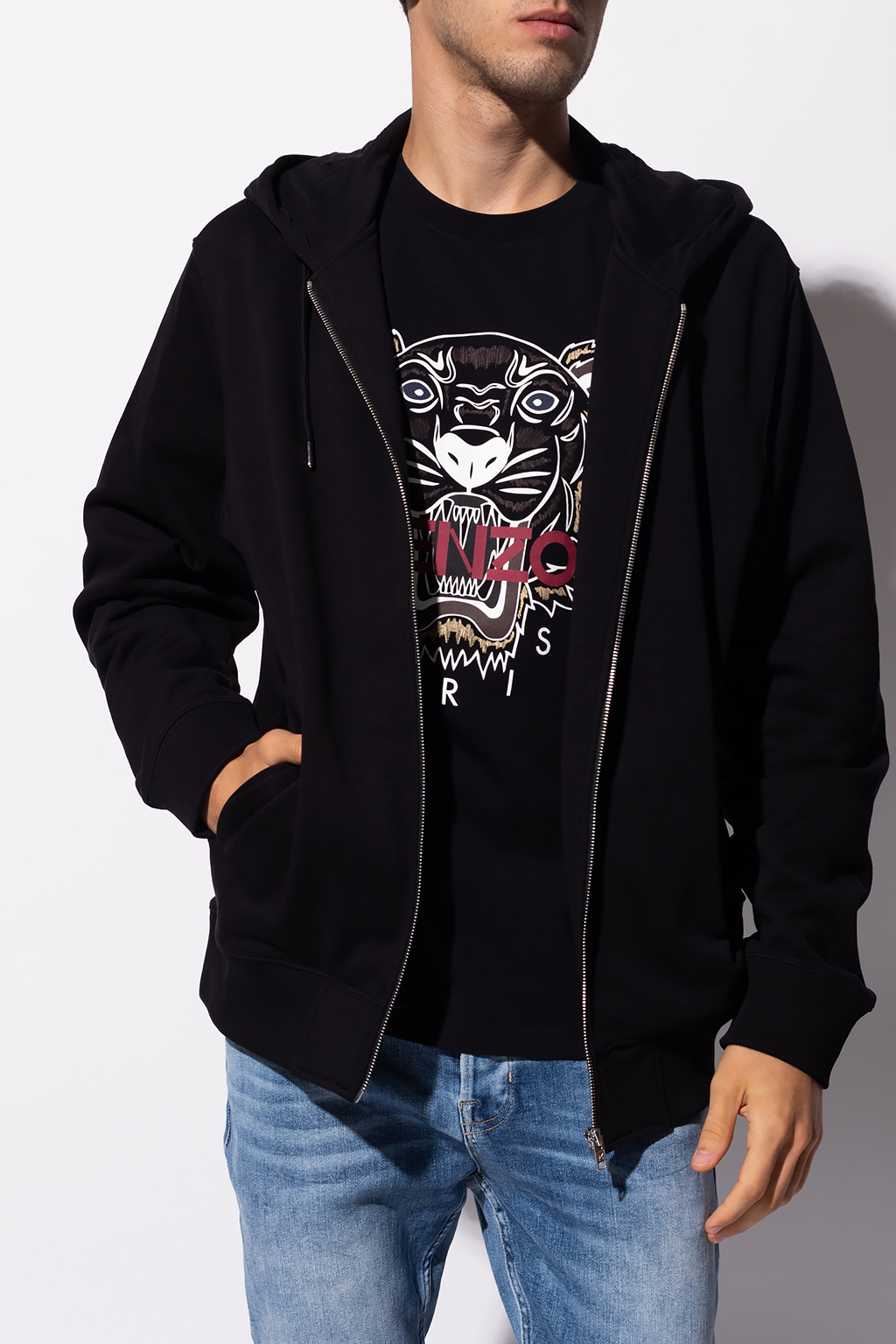 Kenzo Amiri Man's Black Cotton Sweatshirt With Logo Print