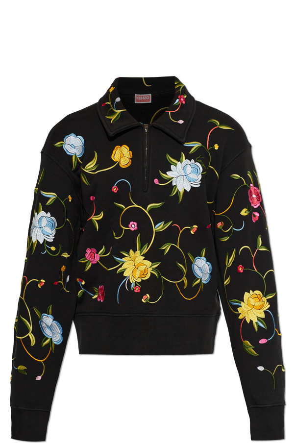 Cotton polo shirt with floral motif od Kenzo