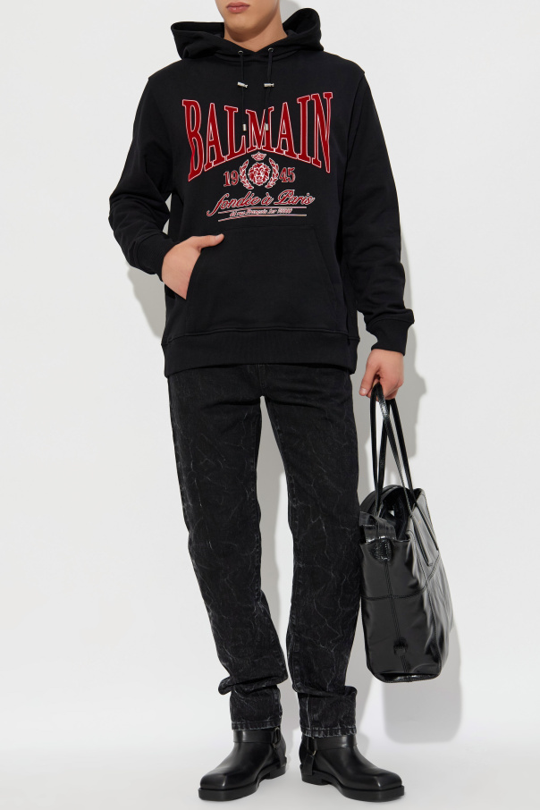 Balmain Sweatshirt with logo and velvet finish