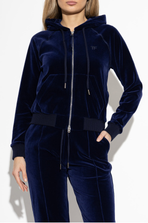 Tom Ford Welurowa bluza z kapturem