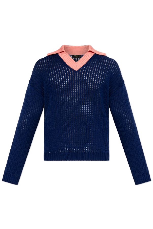 Sweater with logo patch od Fendi