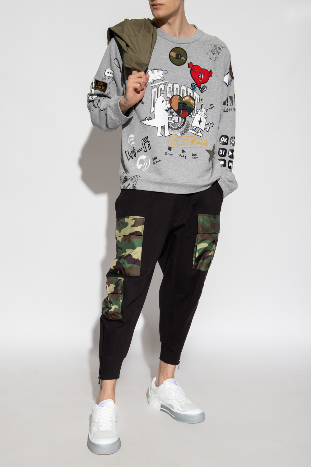 Dolce & Gabbana Kids knitted button-up jumpsuit Patterned sweatshirt