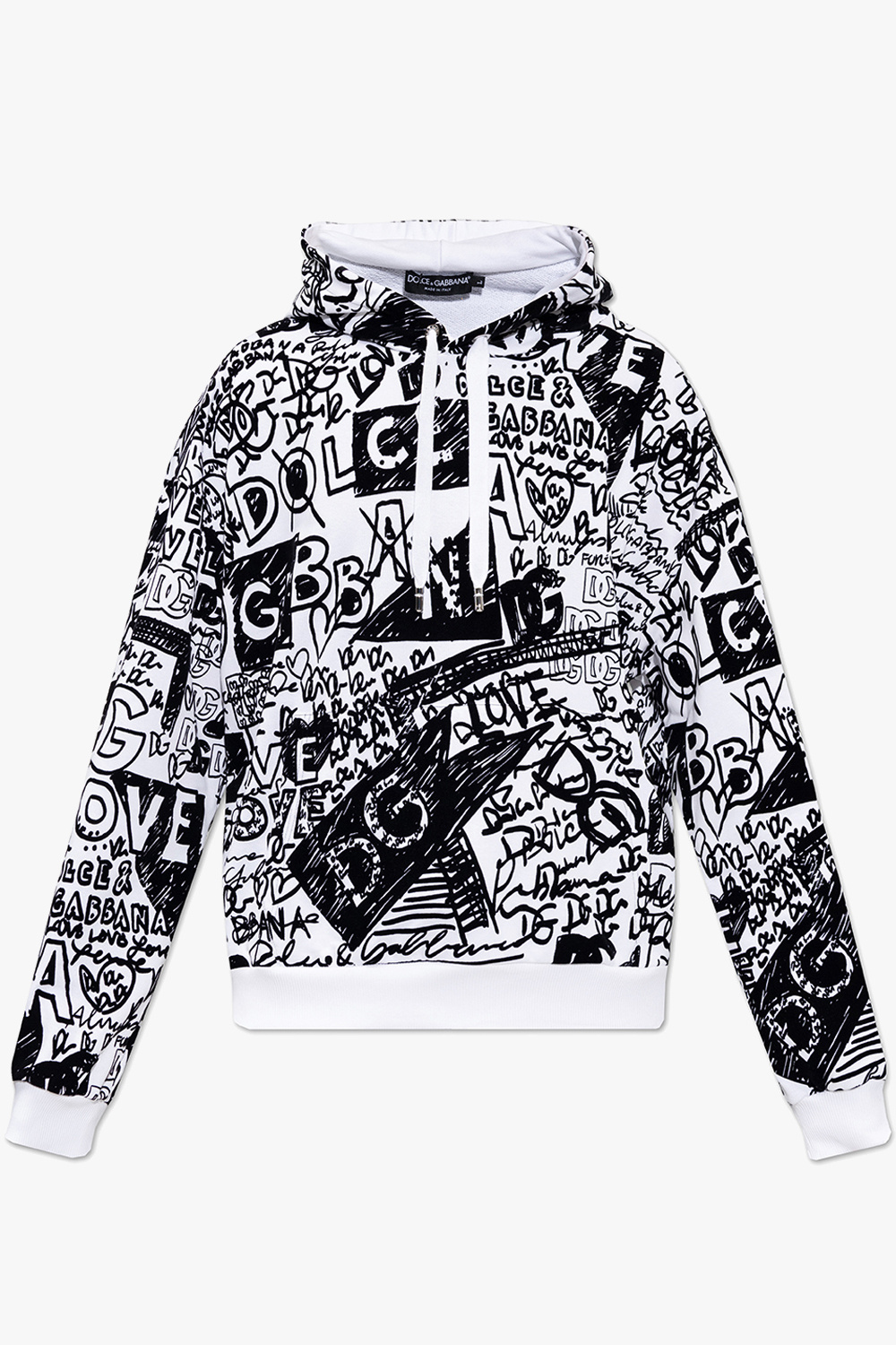 Dolce & Gabbana Kids' All Over Logo Print Cotton Hoodie In