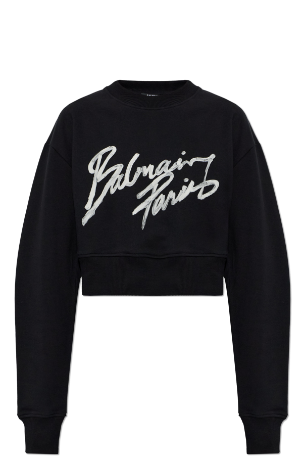 Balmain Cropped sweatshirt with printed logo