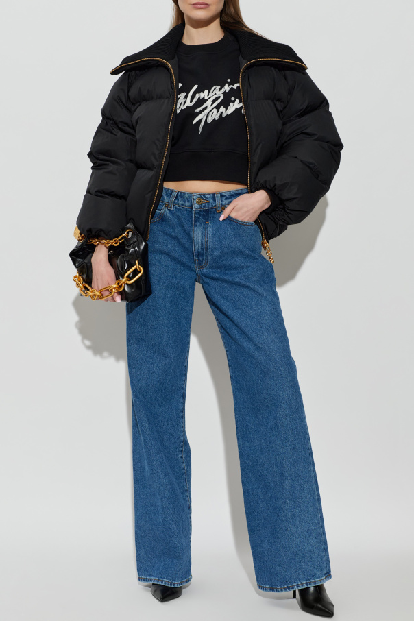 Balmain Cropped sweatshirt with printed logo