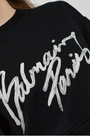 Balmain Cropped sweatshirt with printed logo