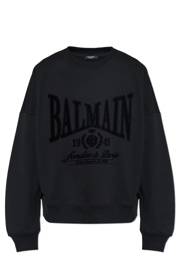 Sweatshirt with a logo and a velvety finish od Balmain