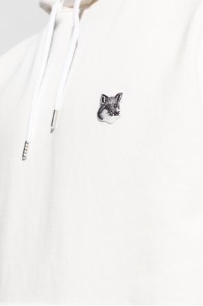 Maison Kitsuné The Couture Club long sleeve viscose polo shirt in silver khaki
