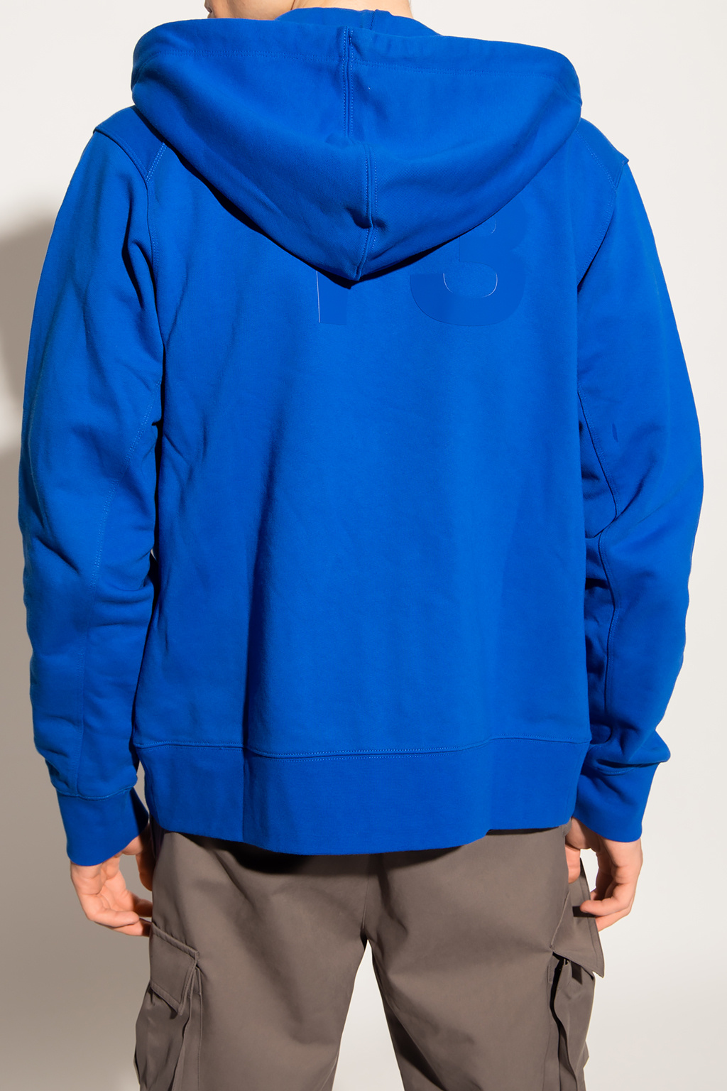 Y-3 Yohji Yamamoto graphic-print cotton hoodie Blau