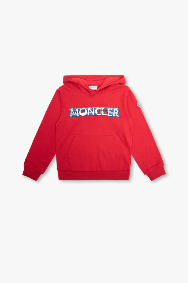 Moncler Enfant charcoal Hoodie with logo print