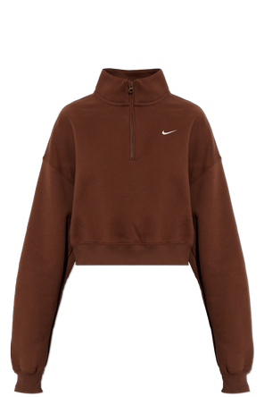 Cropped fleece half-zip sweatshirt