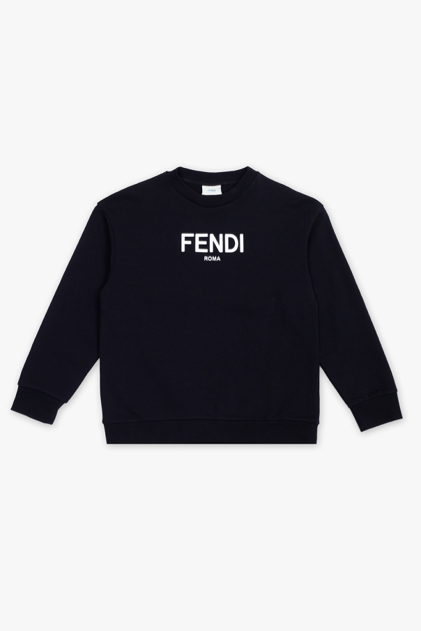 Fendi Kids pattern FENDI Kan U Leather Shoulder Bag Black