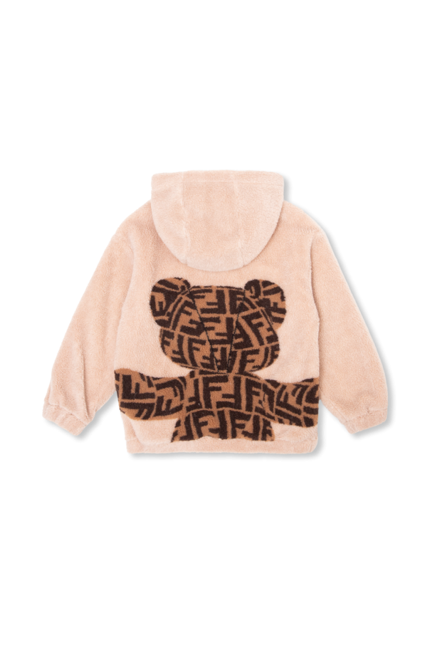 Fendi Kids Fleece hoodie with teddy bear motif