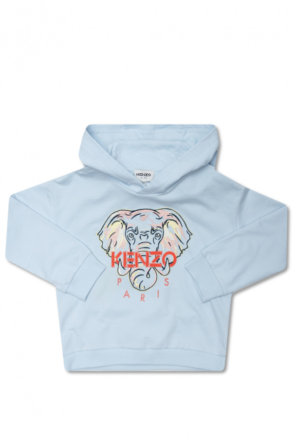 Kenzo Kids vintage-patchwork drawstring hoodie