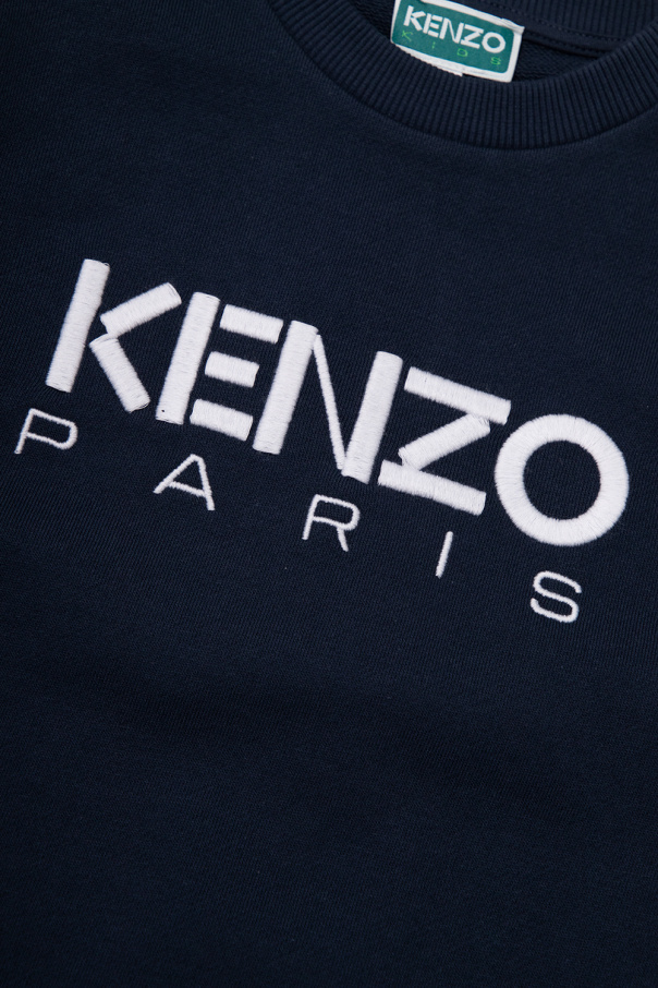Kenzo Kids True Religion Ego Biały dopasowany T-shirt z dekoltem w szpic