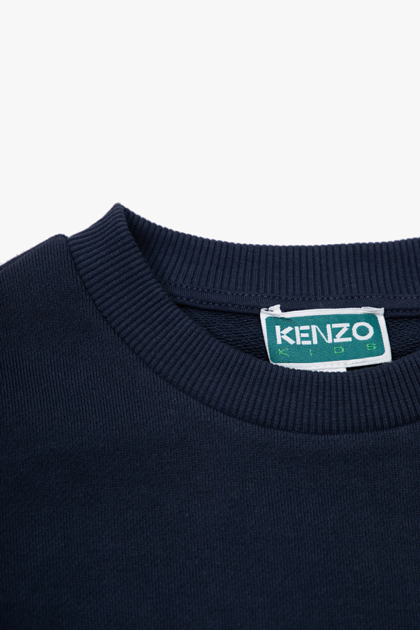 Kenzo Kids True Religion Ego Biały dopasowany T-shirt z dekoltem w szpic