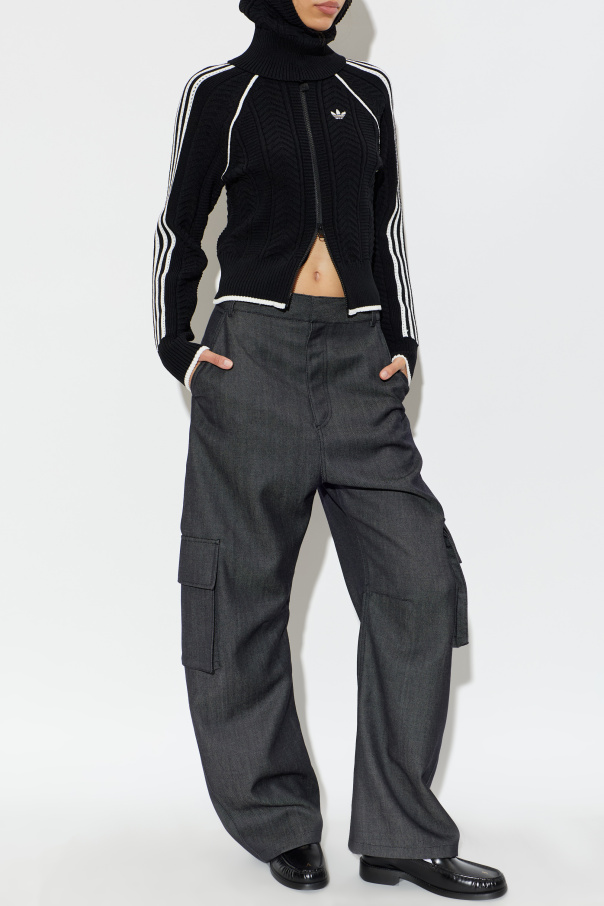 ADIDAS Originals Плетена жилетка с подвижна качулка