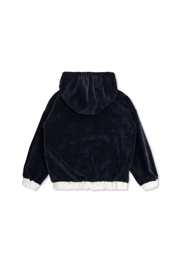 Dolce & Gabbana Kids Sztruksowa bluza z kapturem