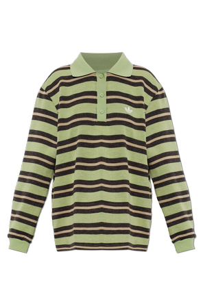 Striped long-sleeved polo shirt