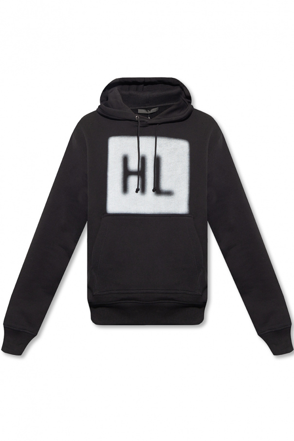 Helmut Lang lace logo print hoodie Nero