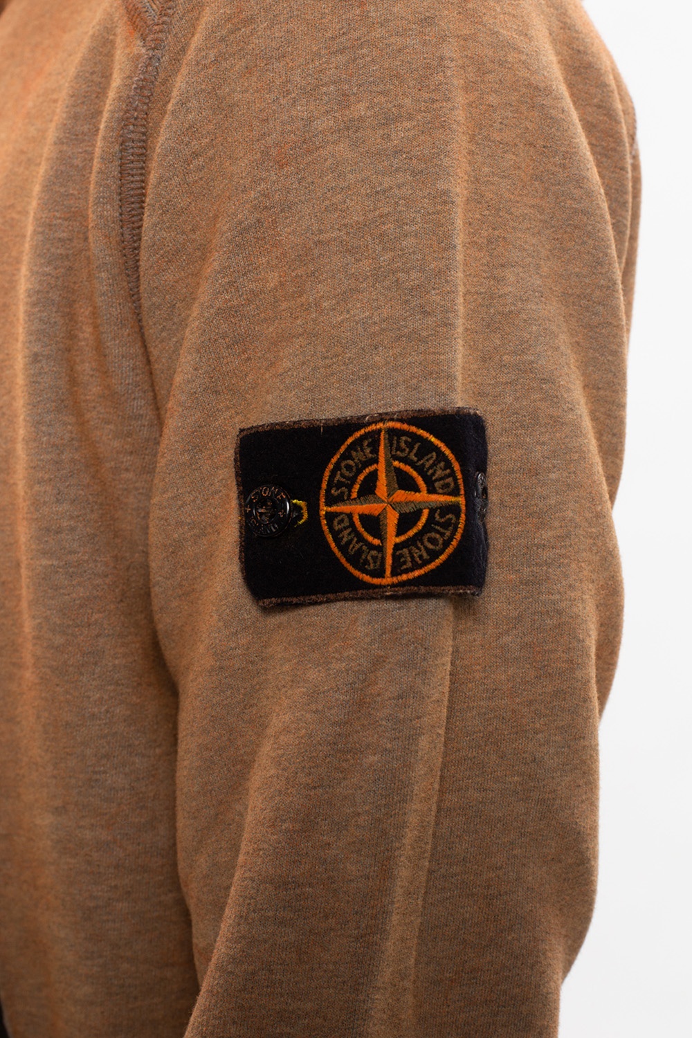 orange stone island zip hoodie
