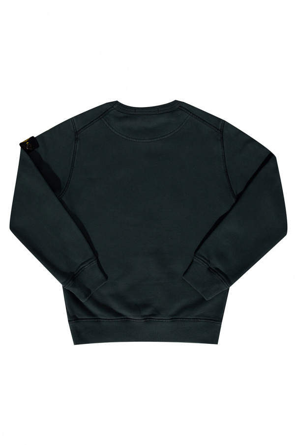 black leather collarless jacket Crewneck sweatshirt