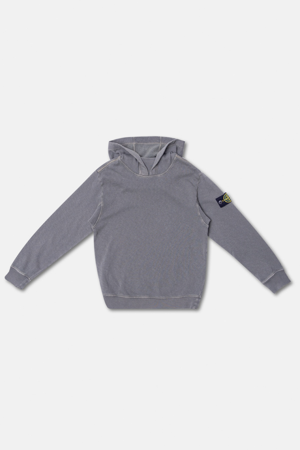Stone Island Kids Patched flannel hoodie