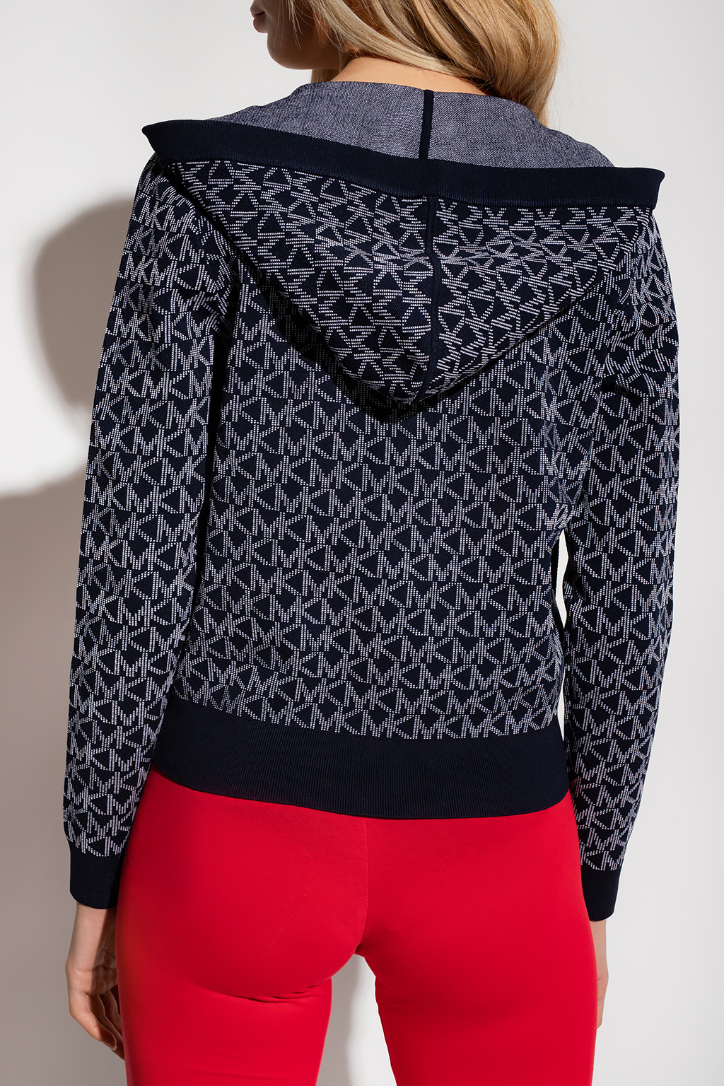 Women's Clothing | Michael Michael Kors Hoodie with monogram | IetpShops |  blue stripe ribbed sweatshirt