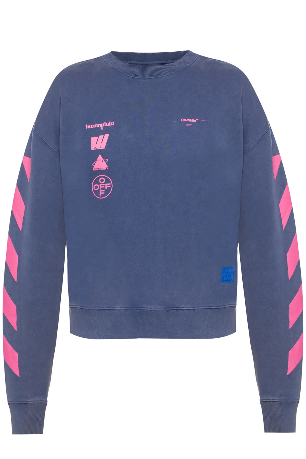 Off White Hoodie Blue And Pink - pic-flamingo
