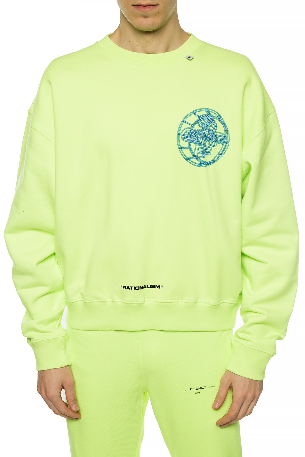 off white neon green hoodie