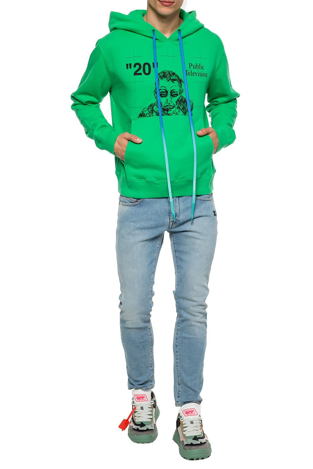 off white public television hoodie