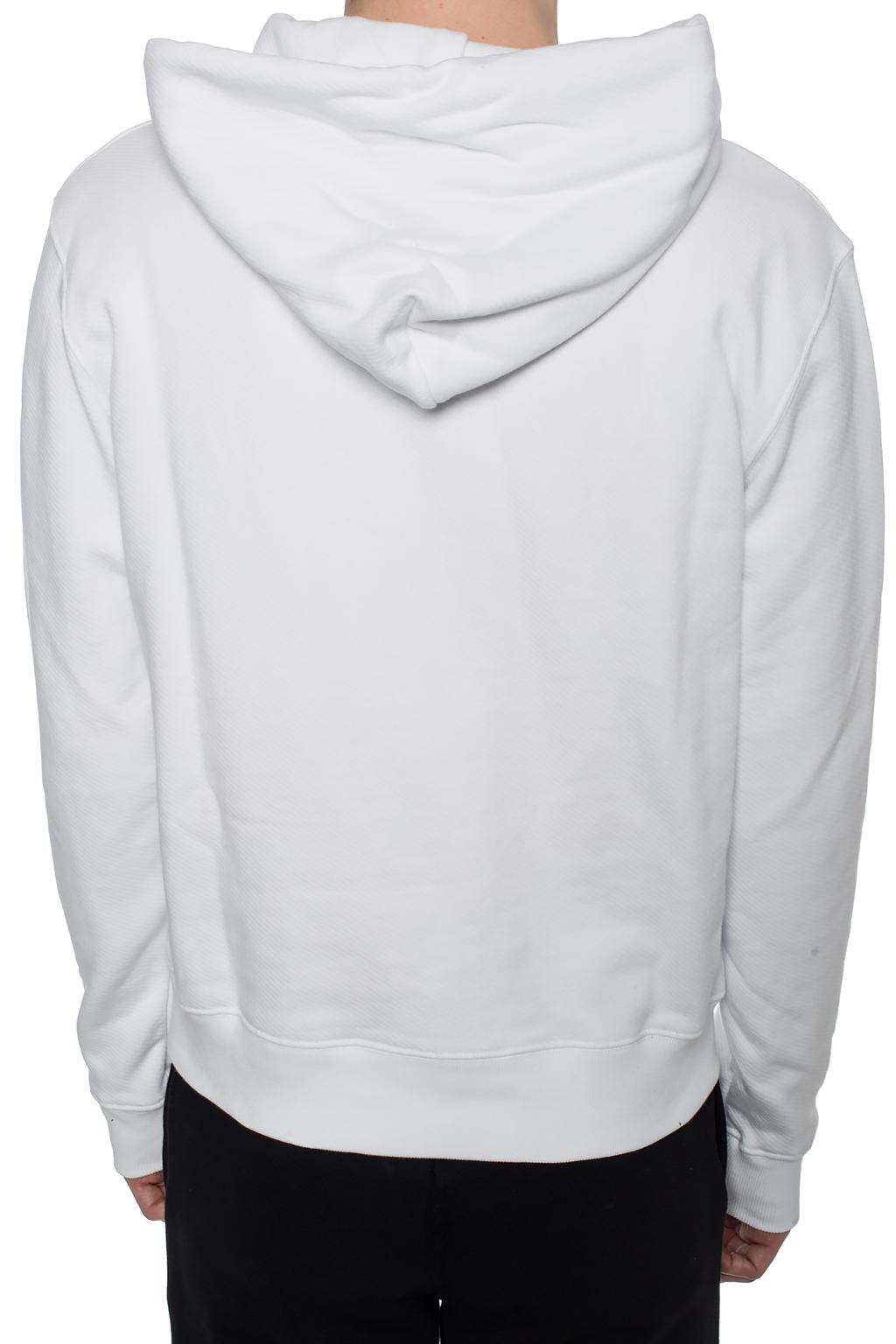 white branded sweatshirt