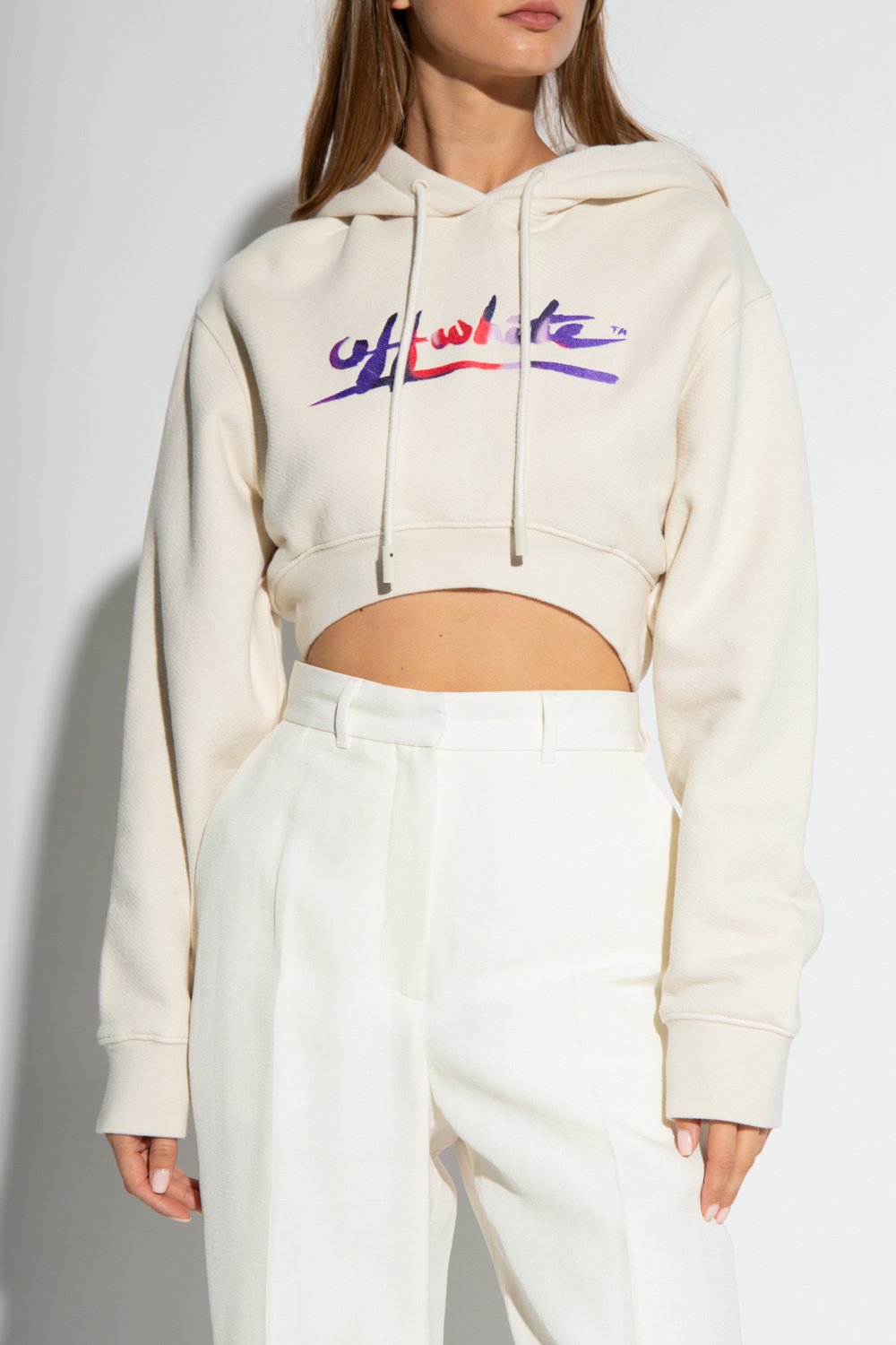 Off-White Cropped hoodie with logo