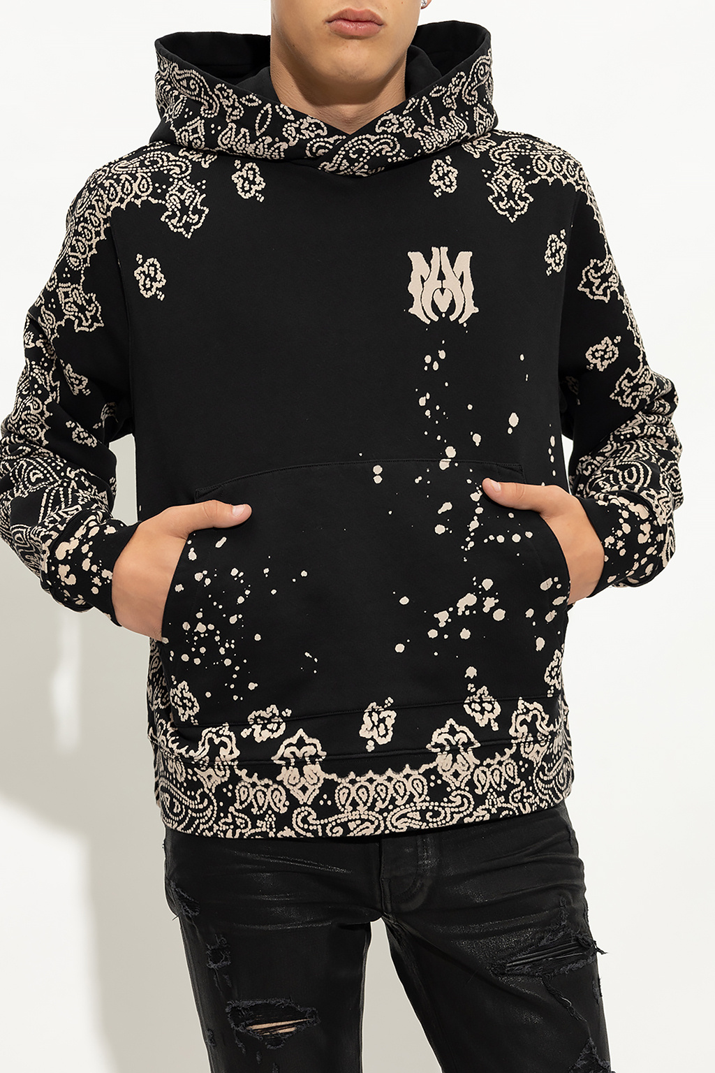 Amiri hoodie lace-trim with logo