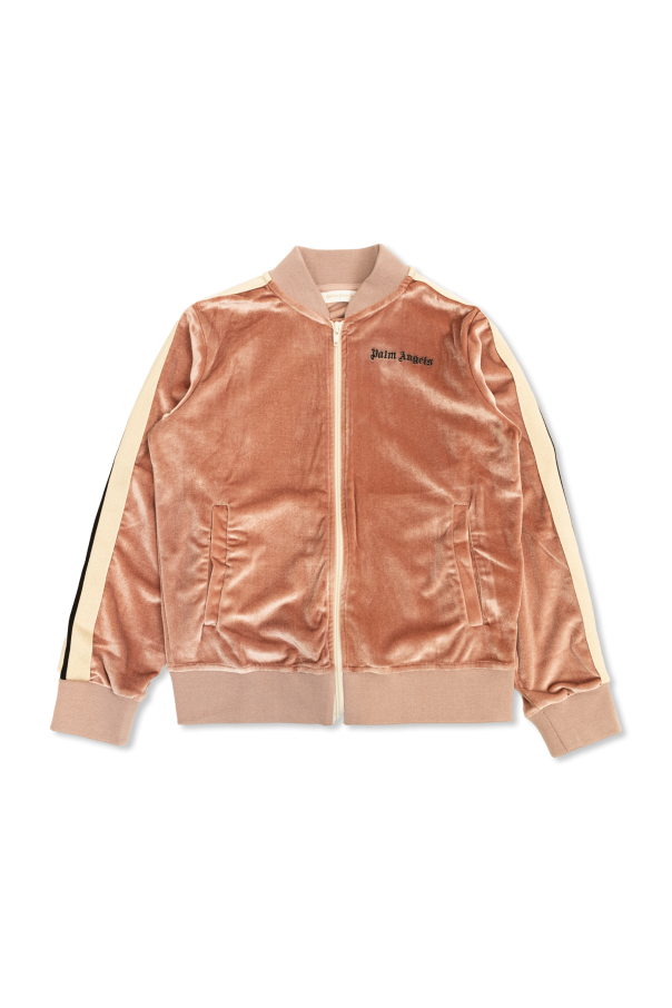 Velour zip-up sweatshirt od Palm Angels Kids