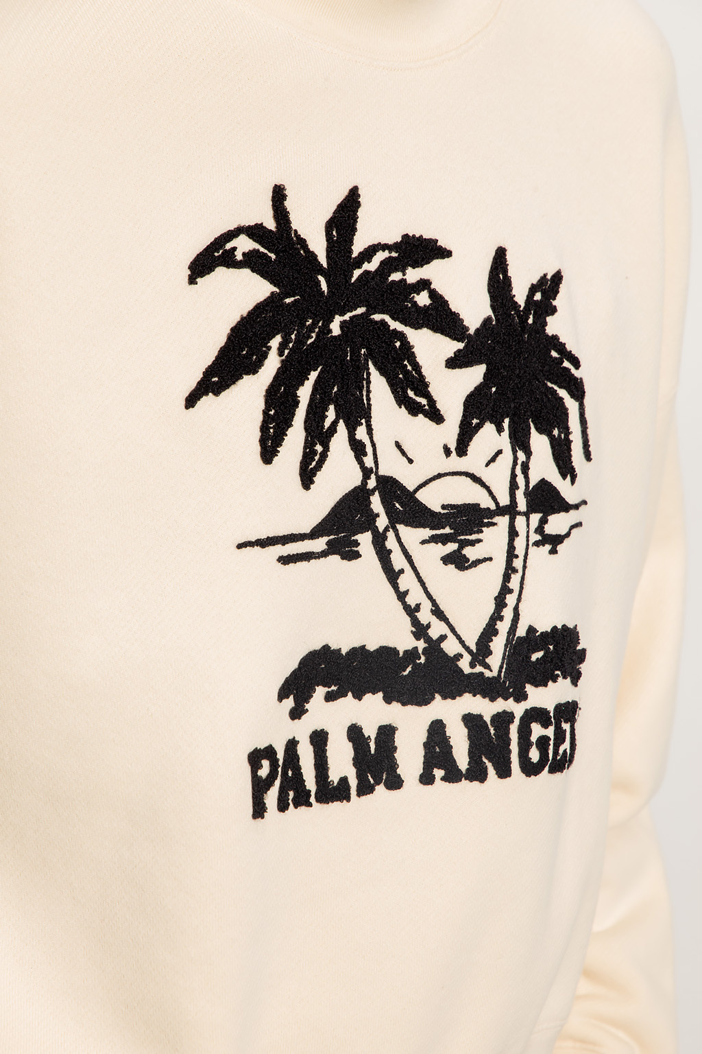 Palm Angels English rib sweater in long-sleeved cotton with shawl collar and sparkling jewel on the neckline