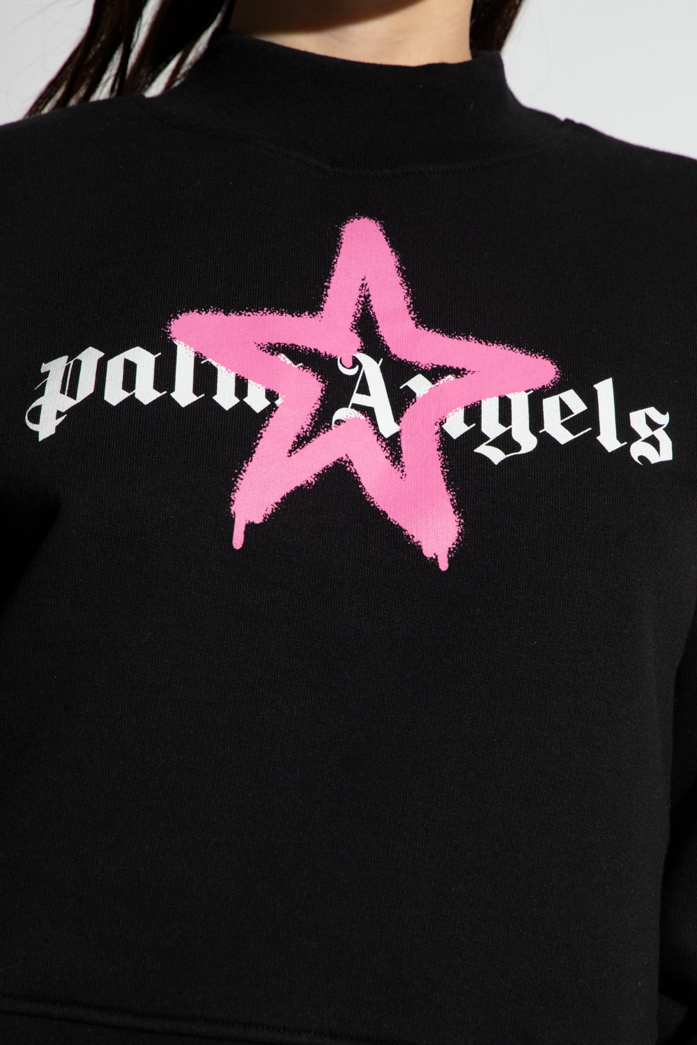 Palm Angels logo-print cotton shirt Blue