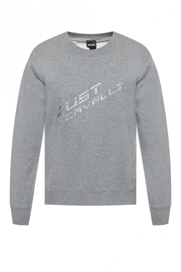 Just Cavalli Black Logo Printed Womens Sweatshirt Crew US S IT 40