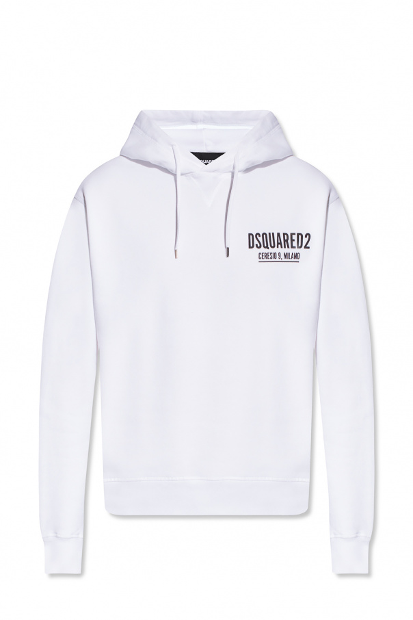 Dsquared2 Black Zipped Hoodie With Print And Embroidered Ornaments In Cotton Man Versace