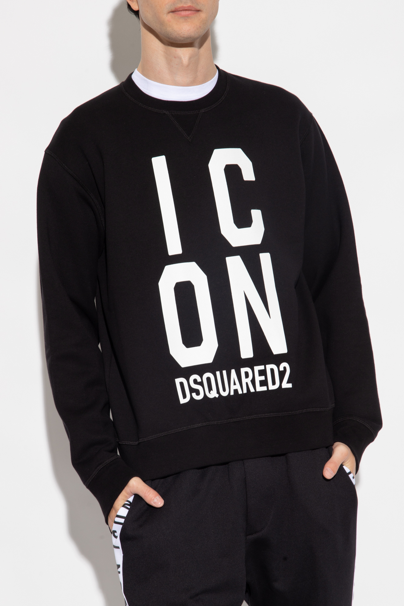 Dsquared2 Champion script logo cut and sew sweatshirt Just in white and navy