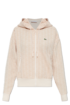 Monogram Zip-Up Hoodie in Light Pink by Lacoste