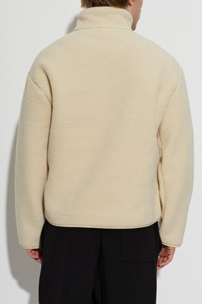 Lacoste Cream Teddy Fleece Quarter-Zip Sweatshirt with Stand Collar by Lacoste
