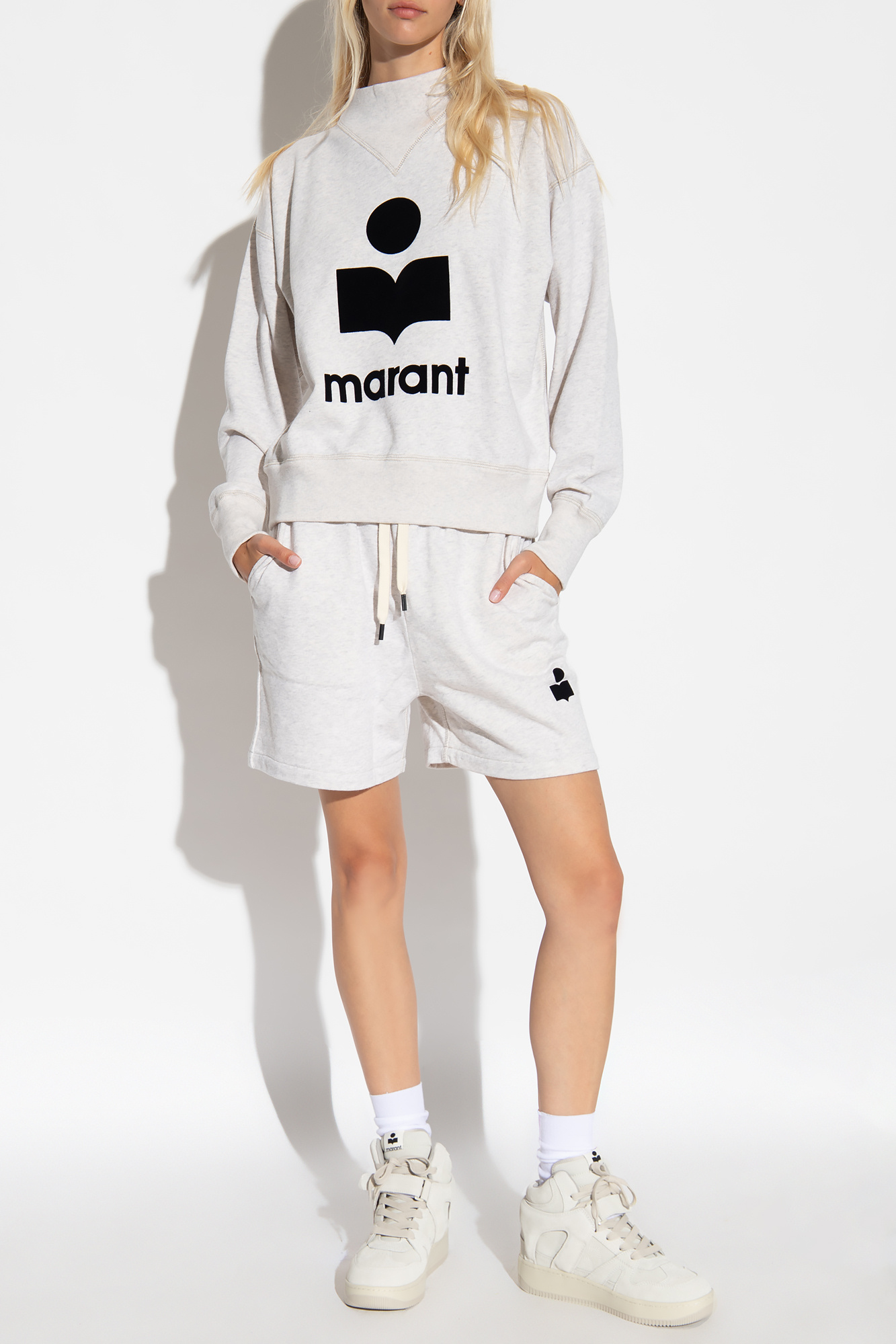 Isabel Marant Étoile Leather Sweatshirts In Gray